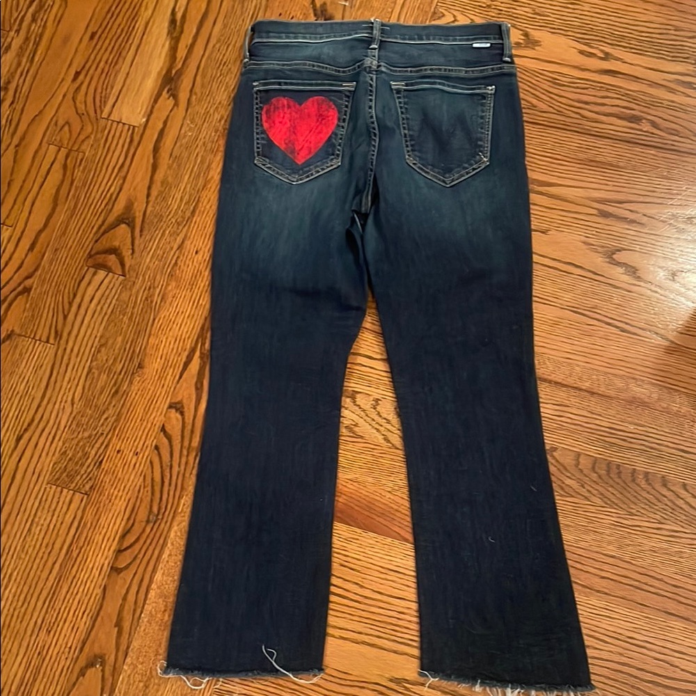 Dark Wash Women’s Jeans with Red Heart Pocket Accent - Picture 3 of 8